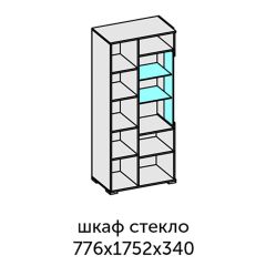 Аллегро-10 Шкаф 2дв. (со стеклом) (дуб крафт золотой-камень темный) в Покачах - pokachi.mebel24.online | фото 2