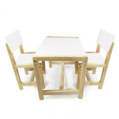 Детский растущий комплект стол и два стула  Я САМ "Лофт" (Белый, Сосна) в Покачах - pokachi.mebel24.online | фото