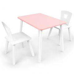 Комплект детской мебели стол и два стула Корона  (Розовый/Белый/Белый) в Покачах - pokachi.mebel24.online | фото