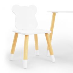 Комплект детской мебели стол и два стула Мишутка (Белый/Белый/Береза) в Покачах - pokachi.mebel24.online | фото
