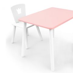 Комплект детской мебели стол и стул Корона (Розовый/Белый/Белый) в Покачах - pokachi.mebel24.online | фото