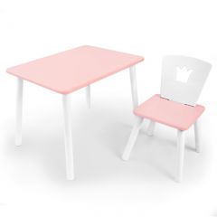 Комплект детской мебели стол и стул Корона (Розовый/Розовый/Белый) в Покачах - pokachi.mebel24.online | фото