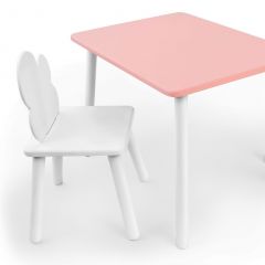 Комплект детской мебели стол и стул Облачко (Розывый/Белый/Белый) в Покачах - pokachi.mebel24.online | фото