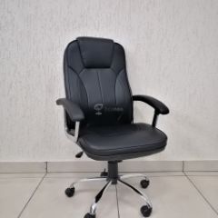 Кресло Barneo K-8 для руководителя (черная экокожа) в Покачах - pokachi.mebel24.online | фото