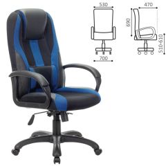 Кресло компьютерное BRABIX PREMIUM "Rapid GM-102" (экокожа/ткань, черное/синее) 532106 в Покачах - pokachi.mebel24.online | фото 2