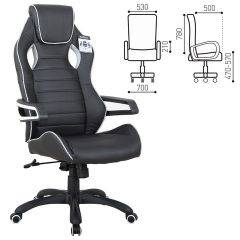 Кресло компьютерное BRABIX Techno Pro GM-003 (экокожа черное/серое, вставки серые) 531814 в Покачах - pokachi.mebel24.online | фото