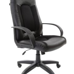Кресло офисное BRABIX "Strike EX-525" (экокожа черная, ткань черная) 531381 в Покачах - pokachi.mebel24.online | фото