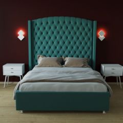 Кровать Берлин ЛЮКС с ПМ 2000 (велюр бирюзовый) в Покачах - pokachi.mebel24.online | фото 2