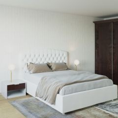 Кровать Берлин с ПМ 1200 (экокожа белая) в Покачах - pokachi.mebel24.online | фото 2