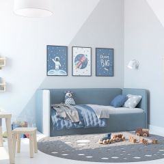 Кровать-диван Leonardo 180*80 (Голубой) + боковина в Покачах - pokachi.mebel24.online | фото 5