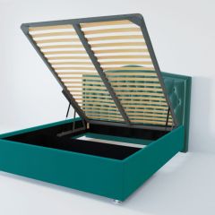 Кровать Нягань с ПМ 1200 (велюр бирюзовый) в Покачах - pokachi.mebel24.online | фото