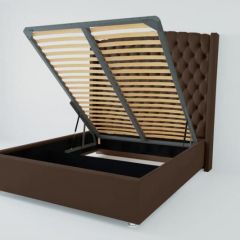 Кровать Берлин ЛЮКС с ПМ 1200 (экокожа коричневая) в Покачах - pokachi.mebel24.online | фото