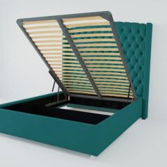 Кровать Берлин ЛЮКС с ПМ 1400 (велюр бирюзовый) в Покачах - pokachi.mebel24.online | фото