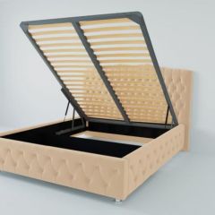 Кровать Нягань с ПМ 2000 (экокожа бежевая) в Покачах - pokachi.mebel24.online | фото
