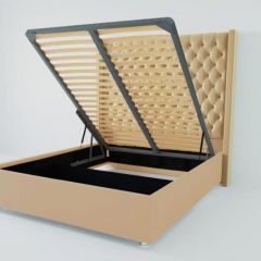 Кровать Версаль ЛЮКС с ПМ 1400 (экокожа бежевая) в Покачах - pokachi.mebel24.online | фото 2