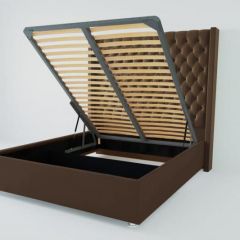 Кровать Версаль ЛЮКС с ПМ 1400 (экокожа коричневая) в Покачах - pokachi.mebel24.online | фото 2