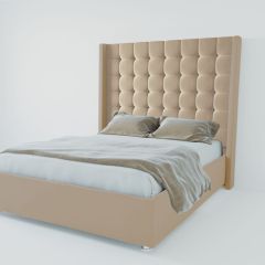 Кровать Венеция ЛЮКС с ПМ 1400 (велюр светло-серый) в Покачах - pokachi.mebel24.online | фото 2