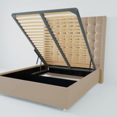 Кровать Венеция ЛЮКС с ПМ 1400 (велюр светло-серый) в Покачах - pokachi.mebel24.online | фото