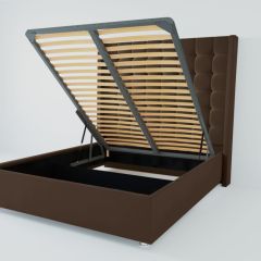 Кровать Венеция ЛЮКС с ПМ 1600 (экокожа коричневая) в Покачах - pokachi.mebel24.online | фото