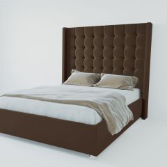 Кровать Венеция ЛЮКС с ПМ 800 (экокожа коричневая) в Покачах - pokachi.mebel24.online | фото