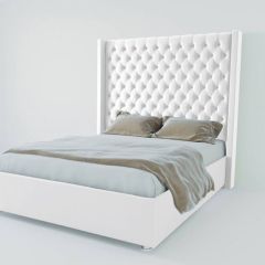 Кровать Версаль ЛЮКС с ПМ 1600 (экокожа белая) в Покачах - pokachi.mebel24.online | фото