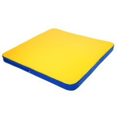 Мат гимнастический 1,36х1,36х0,08м складной закругленные углы цв. синий-желтый (для ДСК Игрунок) в Покачах - pokachi.mebel24.online | фото