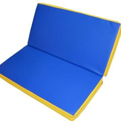 Мат гимнастический 1х1х0,08м складной цв. синий-желтый в Покачах - pokachi.mebel24.online | фото 1