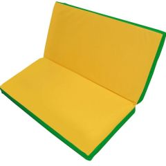 Мат гимнастический 1х1х0,08м складной цв. зеленый-желтый в Покачах - pokachi.mebel24.online | фото 1