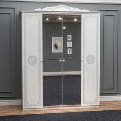 Шкаф 4-х дверный с зеркалами (12.244) Грация (белый/серебро) в Покачах - pokachi.mebel24.online | фото 1