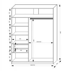 Шкаф-купе 1500 серии NEW CLASSIC K3+K3+B2+PL1 (2 ящика+1 штанга) профиль «Капучино» в Покачах - pokachi.mebel24.online | фото 3