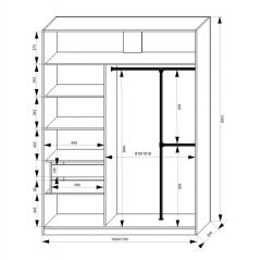 Шкаф-купе 1500 серии NEW CLASSIC K4+K4+B2+PL4 (2 ящика+F обр. штанга) профиль «Капучино» в Покачах - pokachi.mebel24.online | фото 3