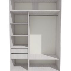 Шкаф-купе 1500 серии SILVER S1+S1+B2+PL2 (2 ящика+1 штанга+1 полка) профиль «Серебро» в Покачах - pokachi.mebel24.online | фото 2