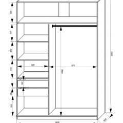 Шкаф-купе 1600 серии SOFT D1+D3+B2+PL1 (2 ящика+1штанга) профиль «Графит» в Покачах - pokachi.mebel24.online | фото 4