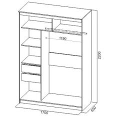 Шкаф-купе №19 Серия 3 Квадро (1700) Ясень Анкор светлый в Покачах - pokachi.mebel24.online | фото 4