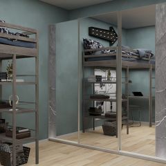 Шкаф-купе 1950 серии SILVER S3+S1+S3Z B22+PL2 (по 2 ящика лев/прав+1штанга+1 полка) профиль «Серебро» в Покачах - pokachi.mebel24.online | фото