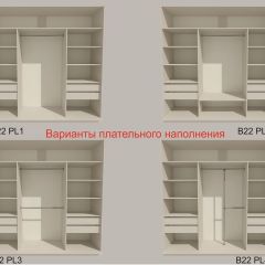 Шкаф-купе 2100 серии SOFT D5+D5+D5+B22+PL4 (по 2 ящика лев/прав+2штанги) профиль «Графит» в Покачах - pokachi.mebel24.online | фото 4