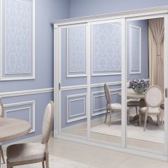 Шкаф-купе 2150 серии NEW CLASSIC K1+K1+K1+B22+PL4 (по 2 ящика лев/прав+F обр.штанга) профиль «Капучино» в Покачах - pokachi.mebel24.online | фото