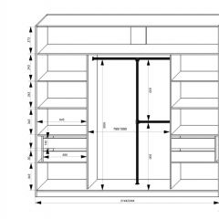 Шкаф-купе 2150 серии NEW CLASSIC K4+K4+K4+B22+PL4(по 2 ящика лев/прав+F обр.штанга) профиль «Капучино» в Покачах - pokachi.mebel24.online | фото 3