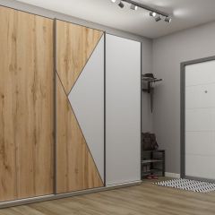 Шкаф-купе 2400 серии SOFT D2+D7+D3+B22+PL2 (по 2 ящика лев/прав+1штанга+1полка) профиль «Графит» в Покачах - pokachi.mebel24.online | фото