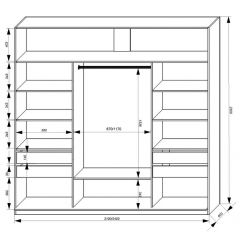 Шкаф-купе 2400 серии SOFT D2+D7+D3+B22+PL2 (по 2 ящика лев/прав+1штанга+1полка) профиль «Графит» в Покачах - pokachi.mebel24.online | фото 3
