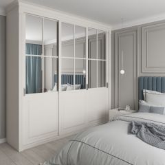 Шкаф-купе 2450 серии NEW CLASSIC K4+K4+K4+B22+PL4 (по 2 ящика лев/прав+F обр.штанга) профиль «Капучино» в Покачах - pokachi.mebel24.online | фото