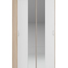 Шкаф-купе Бассо 1.0 (Дуб Сонома/Белый) 2 двери 2 зеркальные вставки в Покачах - pokachi.mebel24.online | фото 1