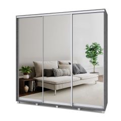МАРТИН Шкаф-купе с зеркалами Камень темный (2200*450) М423 в Покачах - pokachi.mebel24.online | фото
