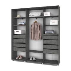 МАРТИН Шкаф-купе с зеркалом Камень темный (2200*450) М422 в Покачах - pokachi.mebel24.online | фото 4