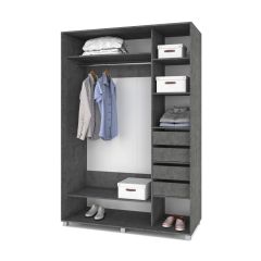 РОЛАНД Шкаф-купе зеркалом Камень темный (600*1500) Р652 в Покачах - pokachi.mebel24.online | фото 4