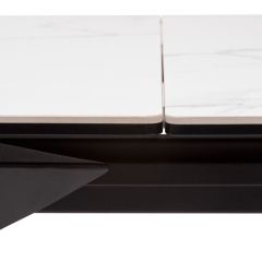 Стол CREMONA 140 HIGH GLOSS STATUARIO Белый мрамор глянцевый, керамика/ черный каркас, ®DISAUR в Покачах - pokachi.mebel24.online | фото 6