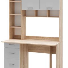 Стол компьютерный ПКС-5 Дуб сонома/Белый глянец в Покачах - pokachi.mebel24.online | фото 2
