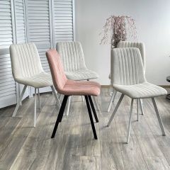 Стул ELVIS WZ2042-01 молочный фактурный велюр / белый каркас М-City в Покачах - pokachi.mebel24.online | фото 2