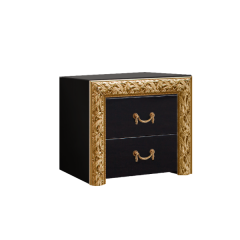 Тумба прикроватная (2 ящика)Тиффани Premium черная/золото (ТФТП-1(П) в Покачах - pokachi.mebel24.online | фото