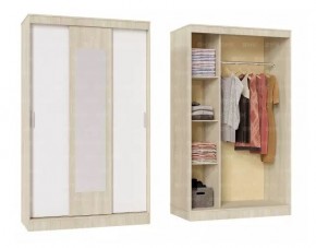 БАРИ Шкаф-купе с зеркалом (1300) Дуб Сонома/Белый в Покачах - pokachi.mebel24.online | фото